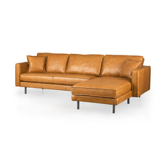 D'Arcy Tan Leather Right Chaise Sectional - Ornate Home