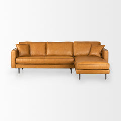 D'Arcy Tan Leather Right Chaise Sectional - Ornate Home