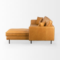 D'Arcy Tan Leather Right Chaise Sectional - Ornate Home