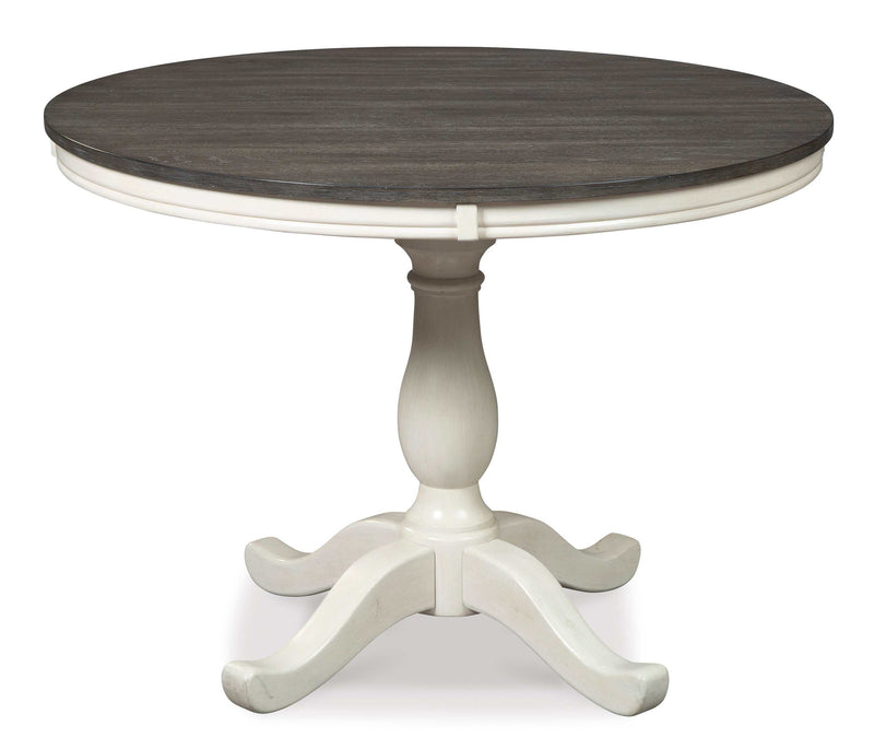 Nelling White & Dark Brown Round Dining Table - Ornate Home