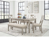 Parellen Gray Dining Room Set with Storage Table & Bench / 6pc - Ornate Home