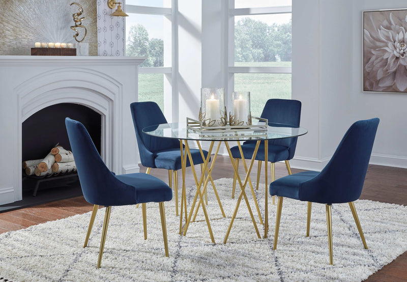 Wynora Blue & Gold Dining Chair (Set of 2) - Ornate Home
