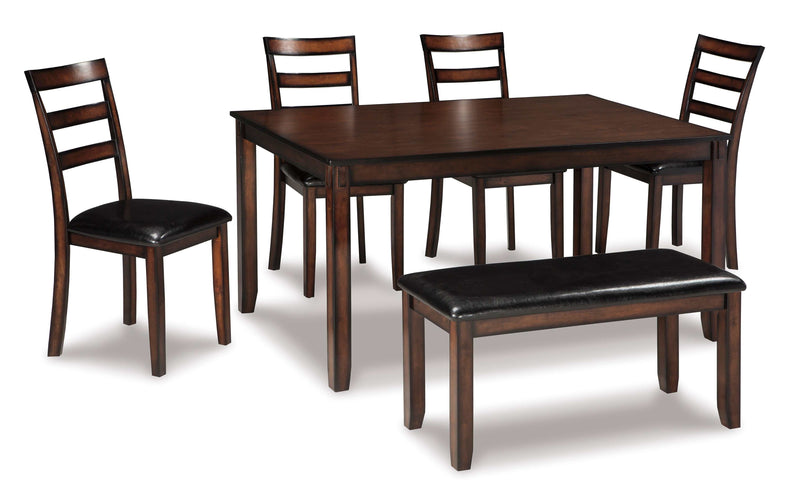 Coviar Brown Dining Room Set w/ Bench (Set of 6) - Ornate Home