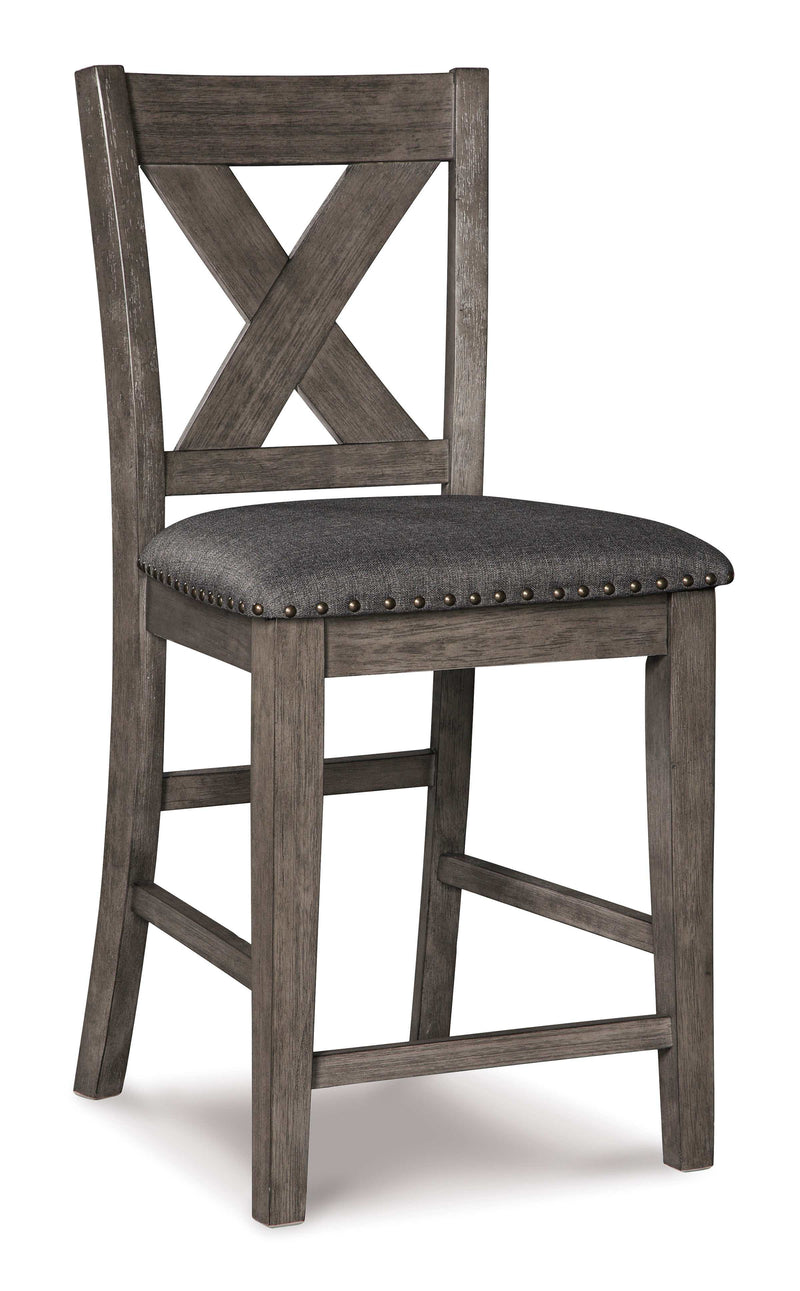 Caitbrook Gray Counter Height Uph. Bar Stool /Chair (Set of 2)