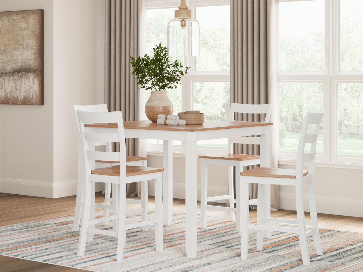 Gesthaven Natural/White Counter Height Dining Table and 4 Barstools (Set of 5) - Ornate Home