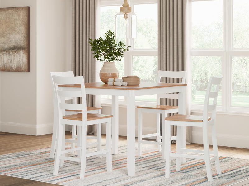 Gesthaven Natural/White Counter Height Dining Table and 4 Barstools (Set of 5) - Ornate Home