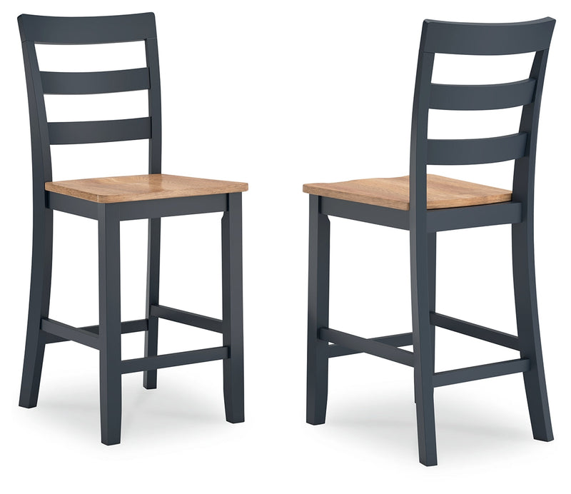 Gesthaven Natural/Blue Counter Height Barstool (Set of 2) - Ornate Home