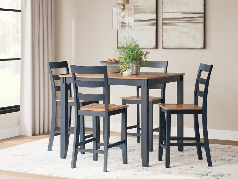 Gesthaven Natural/Blue Counter Height Dining Table and 4 Barstools (Set of 5) - Ornate Home