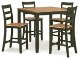 Gesthaven Natural/Green Counter Height Dining Table and 4 Barstools (Set of 5) - Ornate Home