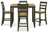 Gesthaven Natural/Green Counter Height Dining Table and 4 Barstools (Set of 5) - Ornate Home