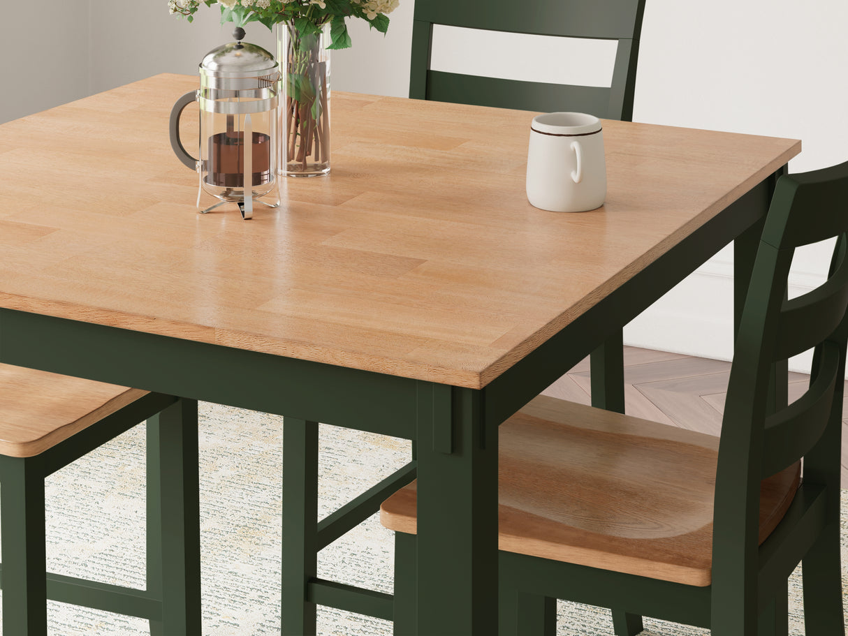 Gesthaven Natural/Green Counter Height Dining Table and 4 Barstools (Set of 5) - Ornate Home