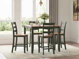 Gesthaven Natural/Green Counter Height Dining Table and 4 Barstools (Set of 5) - Ornate Home