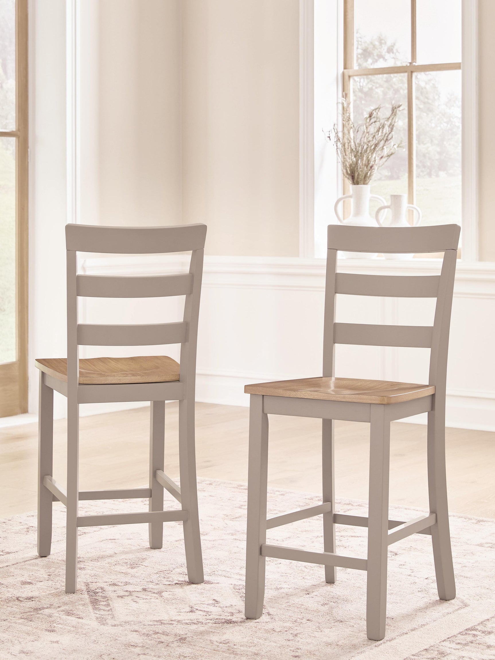 Harperfeld Natural/Gray Barstool (Set of 2)