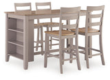 Harperfeld Natural/Gray Dining Table and 4 Barstools (Online Special Price)