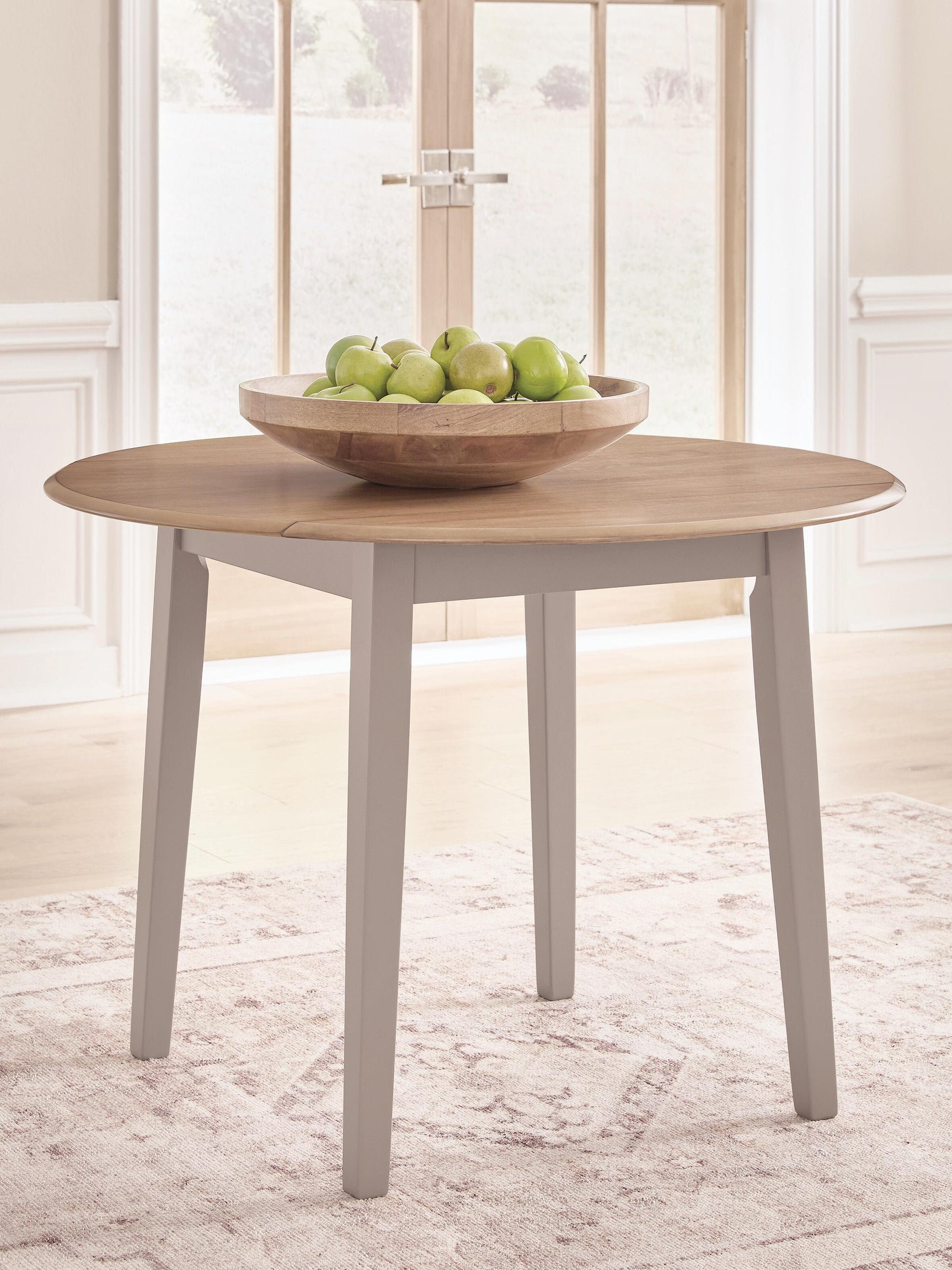 Harperfeld Natural/Gray Round Drop Leaf Table (Online Special Price)