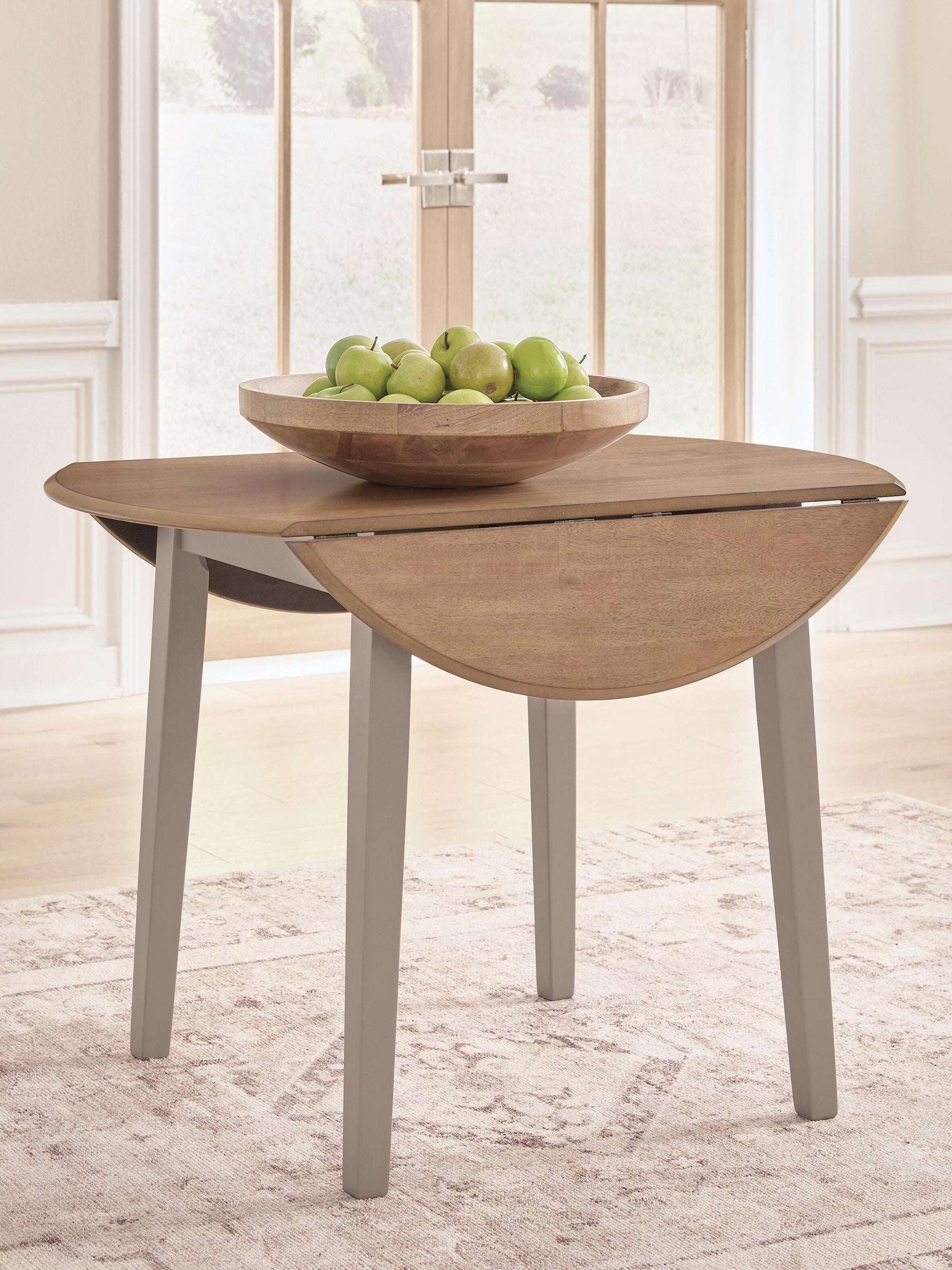 Harperfeld Natural/Gray Round Drop Leaf Table (Online Special Price)