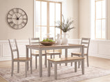 Harperfeld Natural/Gray Dining Table and 4 Chairs and Bench (Set of 6)