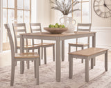 Harperfeld Natural/Gray Dining Table and 4 Chairs and Bench (Set of 6)