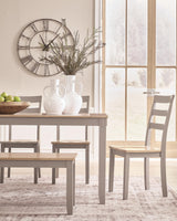 Harperfeld Natural/Gray Dining Table and 4 Chairs and Bench (Set of 6)