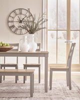 Harperfeld Natural/Gray Dining Table and 4 Chairs and Bench (Set of 6)