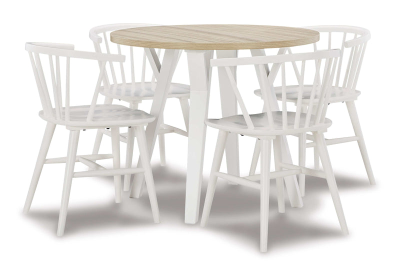 Grannen White & Natural Round Dining Room Sets - Ornate Home