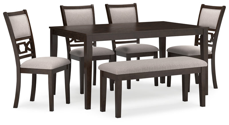 Langwest Brown Dining Table and 4 Chairs and Bench (Set of 6) - Ornate Home