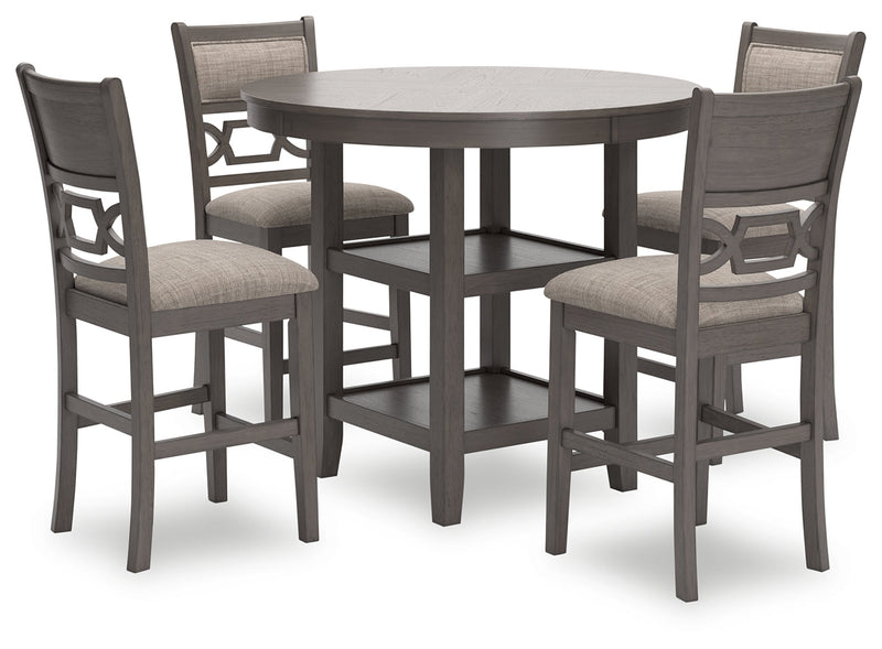 Wrenning Gray Counter Height Dining Table and 4 Barstools (Set of 5) - Ornate Home