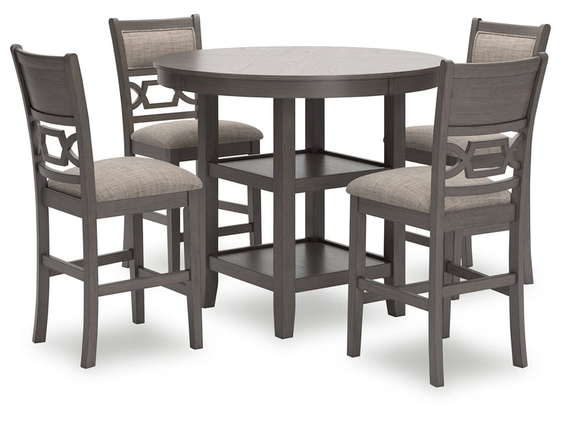 Wrenning Gray Counter Height Dining Table and 4 Barstools (Set of 5) - Ornate Home