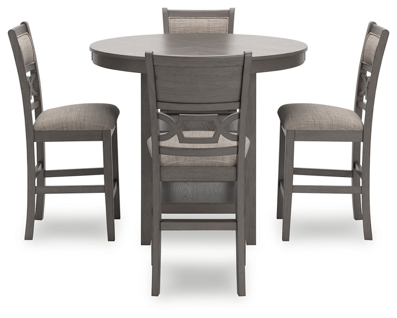 Wrenning Gray Counter Height Dining Table and 4 Barstools (Set of 5) - Ornate Home