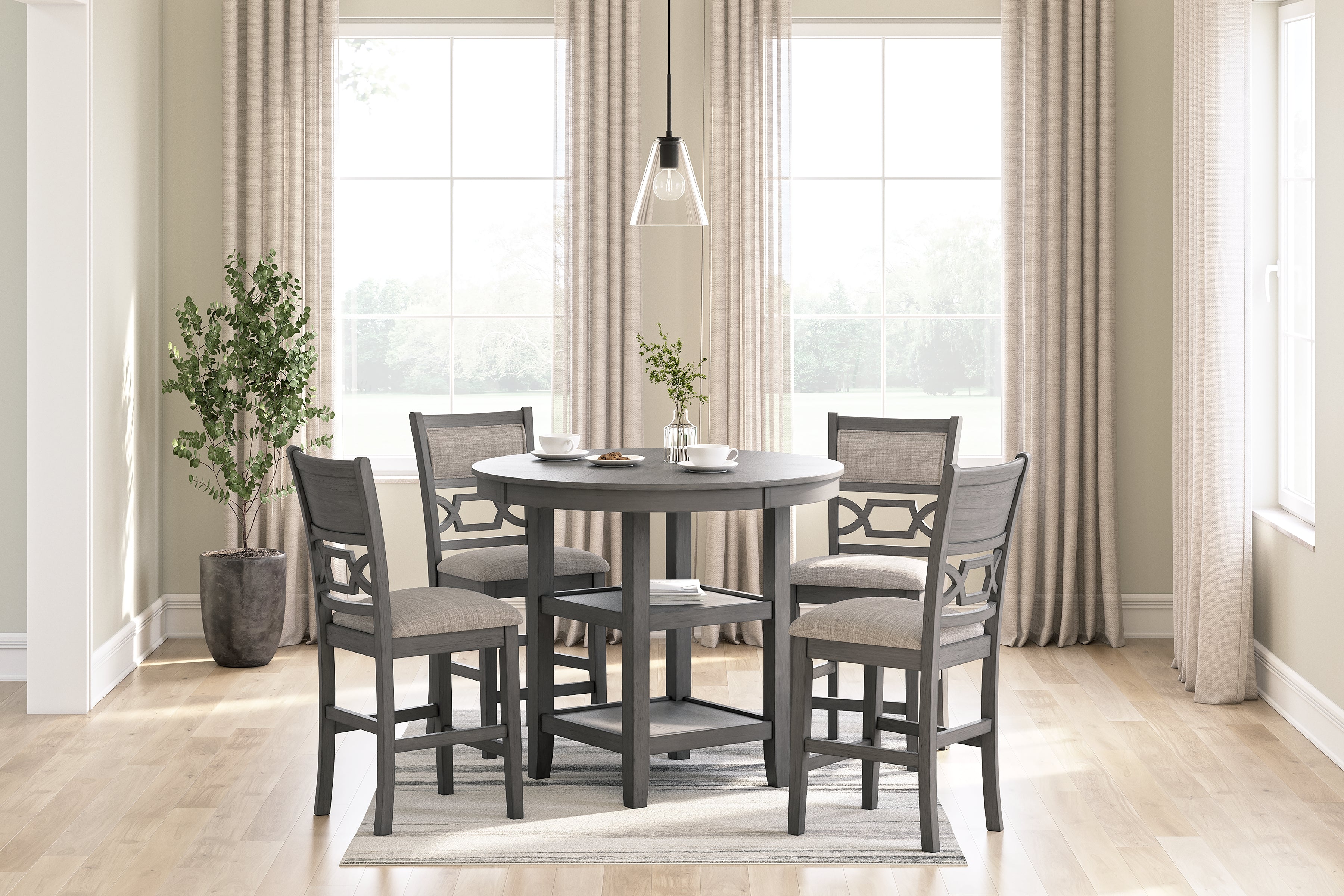 Wrenning Gray Counter Height Dining Table and 4 Barstools (Set of 5) - Ornate Home