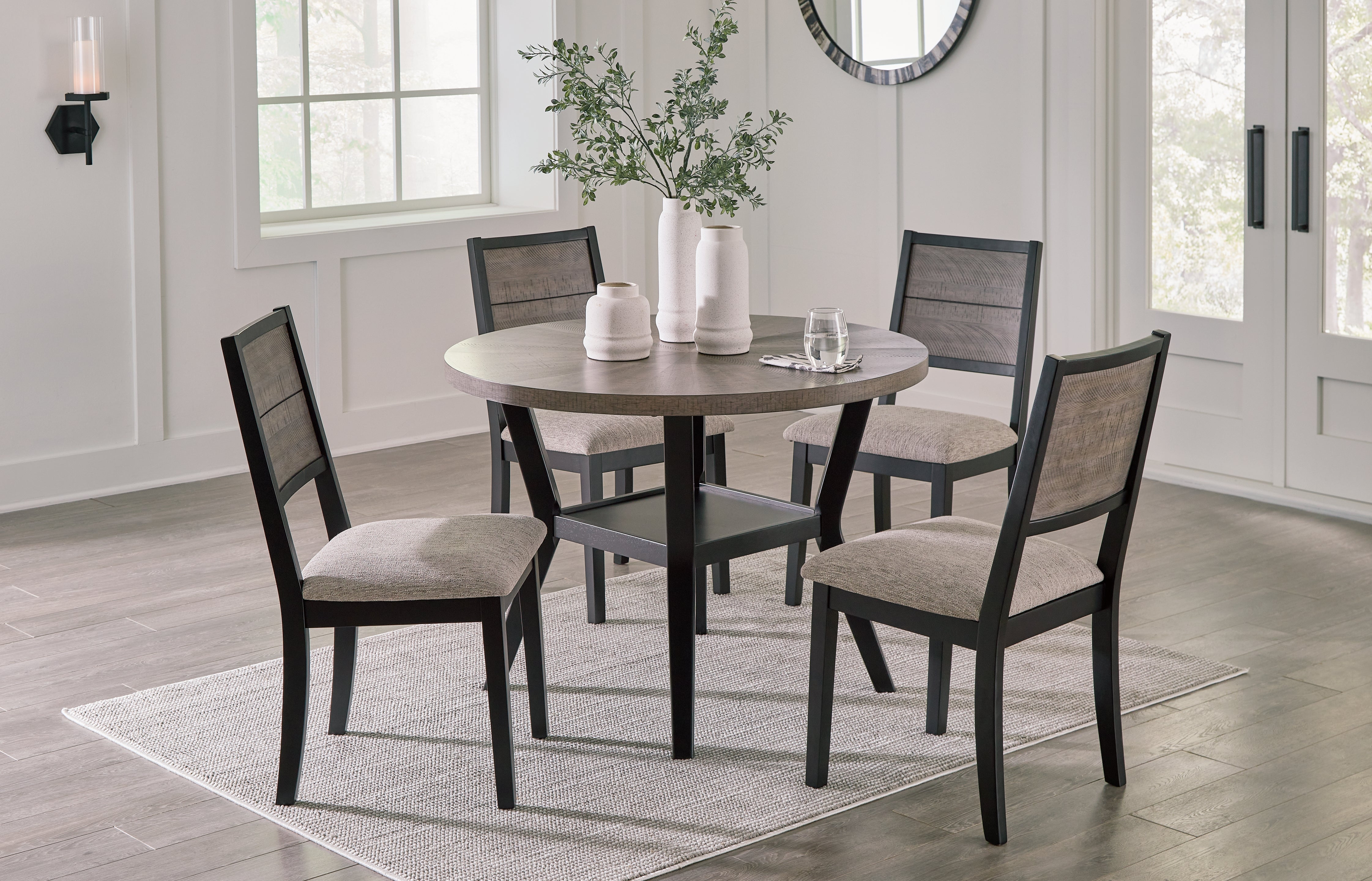 Corloda Black/Gray Dining Table and 4 Chairs (Set of 5) - Ornate Home