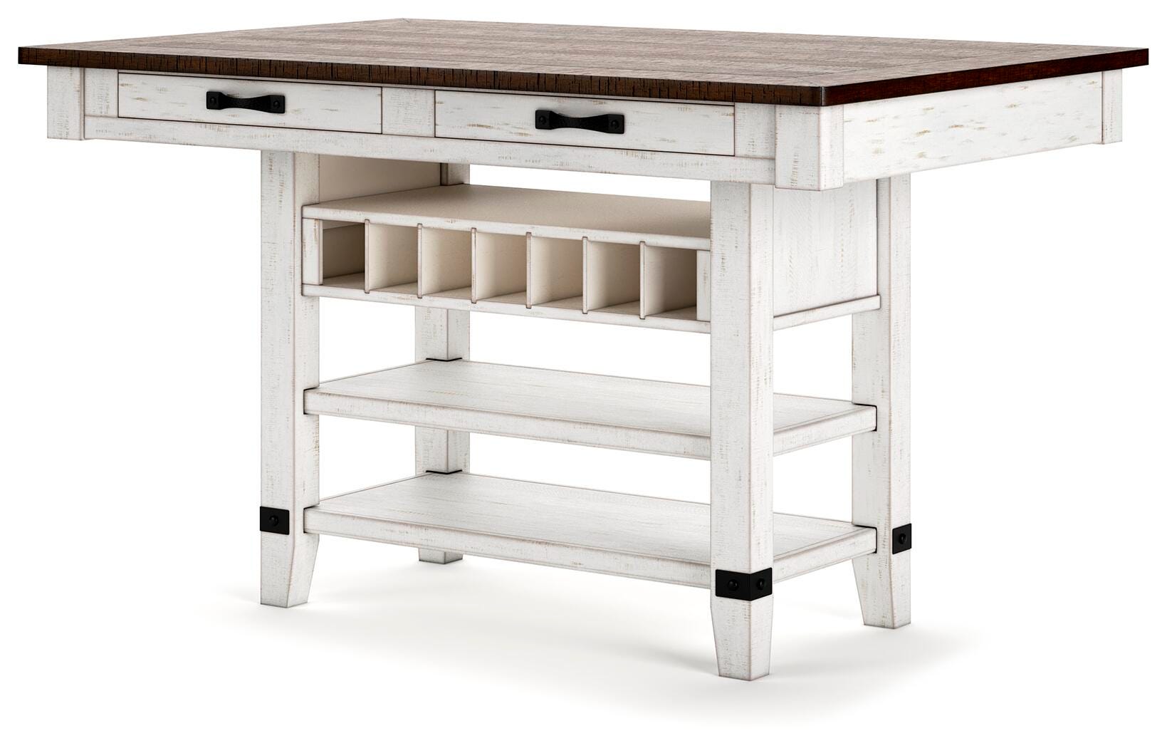 Valebeck White Counter Height Dining Table and 6 Barstools (Online Special Price)