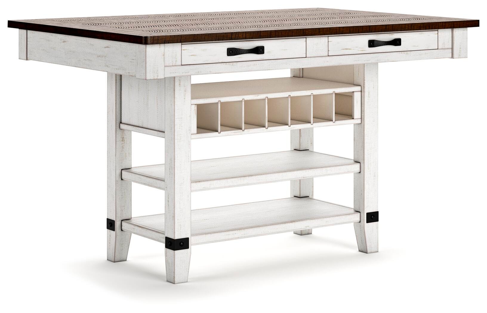 Valebeck White Counter Height Dining Table and 6 Barstools (Online Special Price)