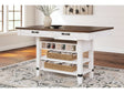 Valebeck White & Brown Counter Height Dining Table w/ Wine Rack - Ornate Home