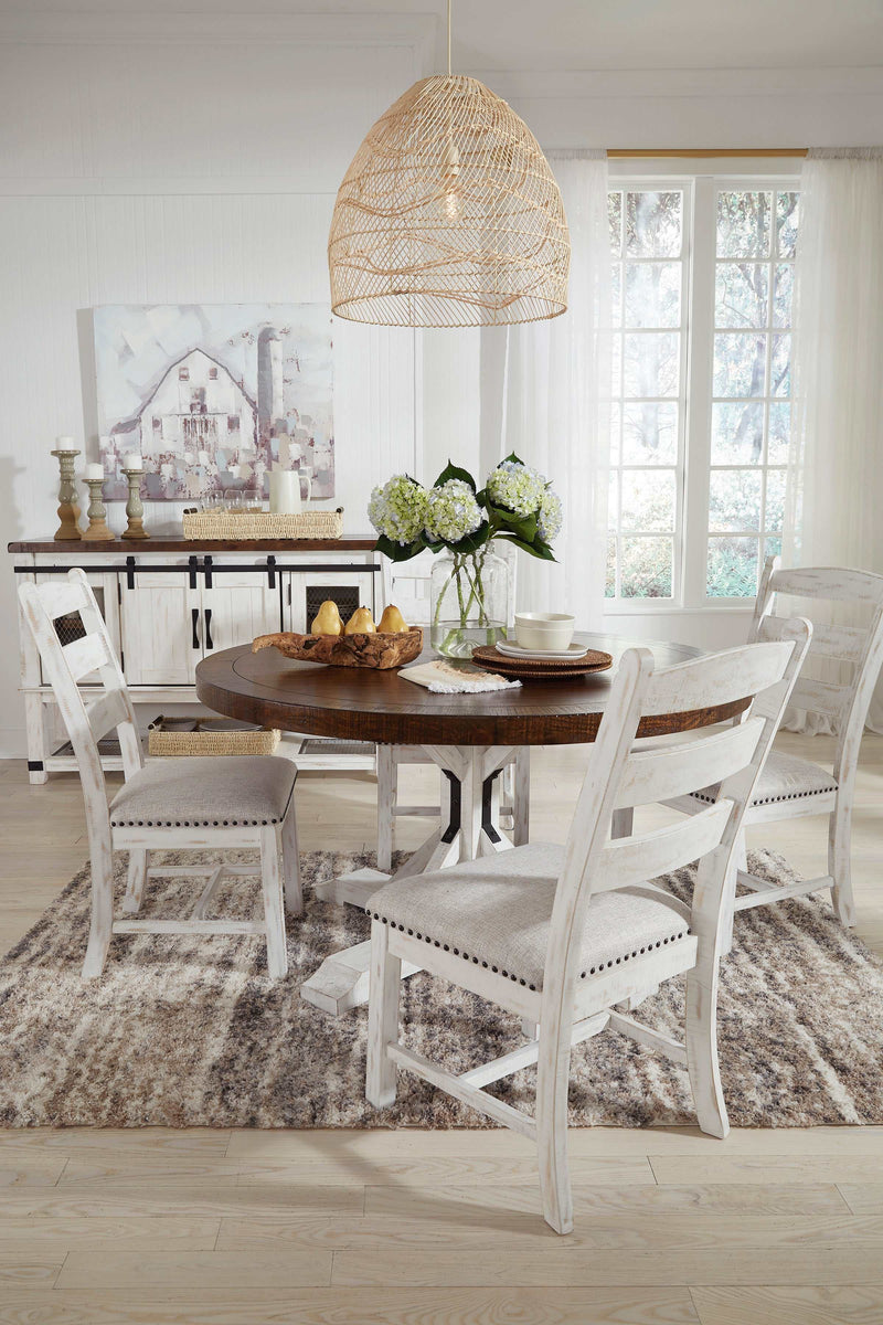 Valebeck White & Brown Round Dining Table - Ornate Home