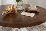 Valebeck White & Brown Round Dining Table - Ornate Home