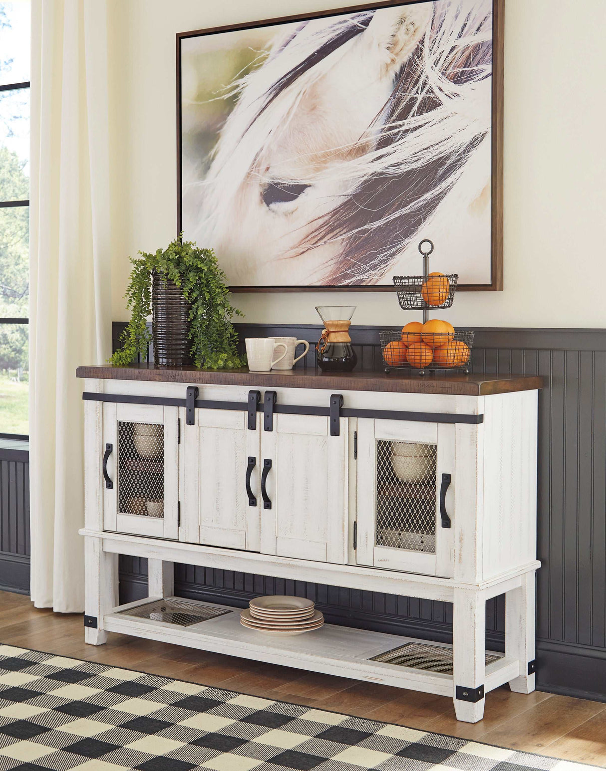 Valebeck White & Brown Dining Server/Sideboard - Ornate Home