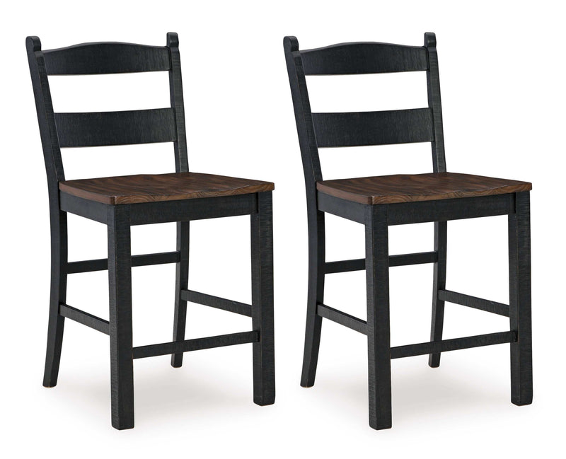 Valebeck Black & Brown Counter Height Bar Chair (Set of 2) - Ornate Home