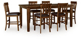 Ralene Medium Brown Counter Hight Dining Table and 6 Barstools (Online Special Price)