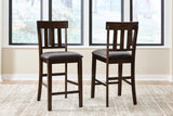 Haddigan Dark Brown Counter Height Dining Table and 6 Barstools