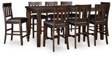 Haddigan Dark Brown Counter Height Extension Table and 8 Barstools