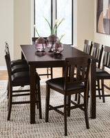 Haddigan Dark Brown Counter Height Dining Table and 6 Barstools