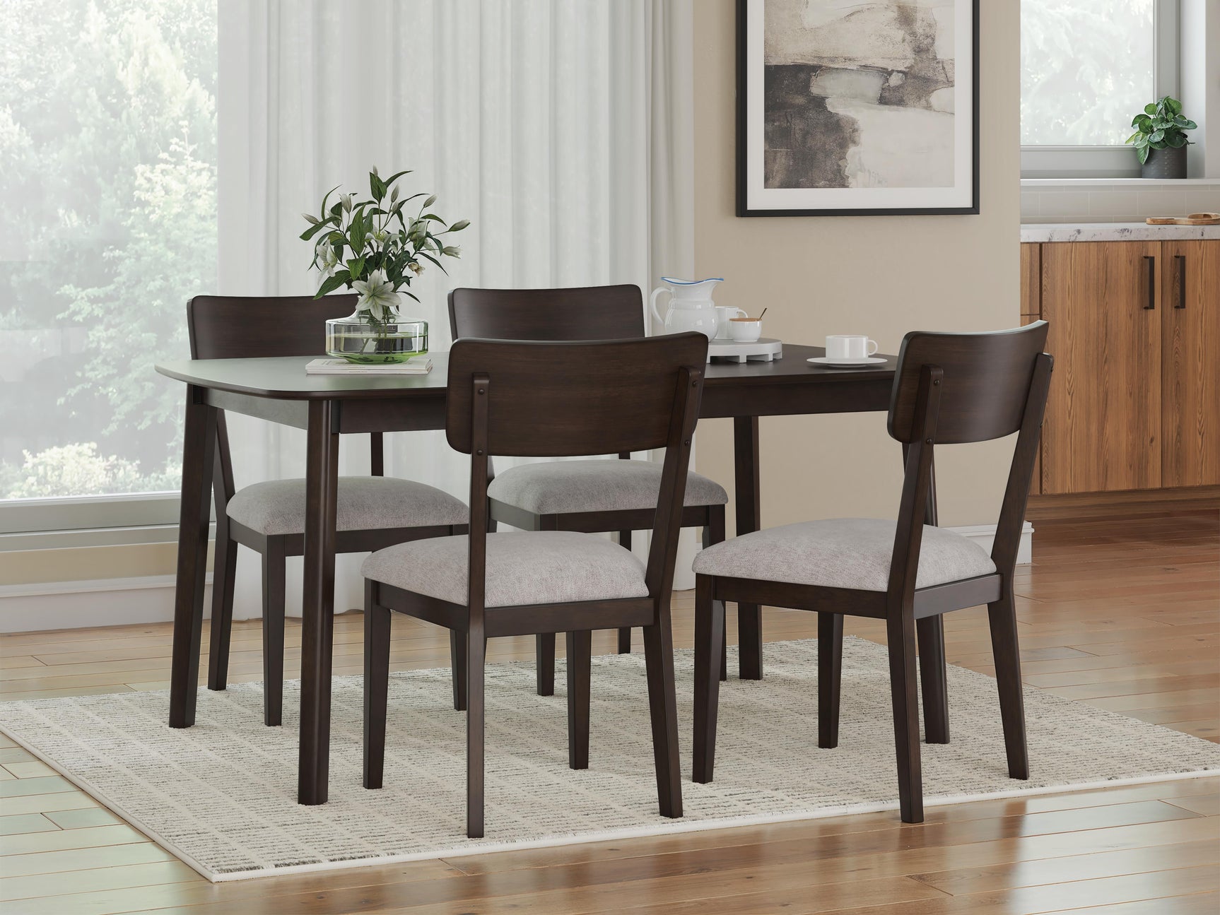 Dantenton Merlot Dining Table and 4 Chairs (Set of 5)