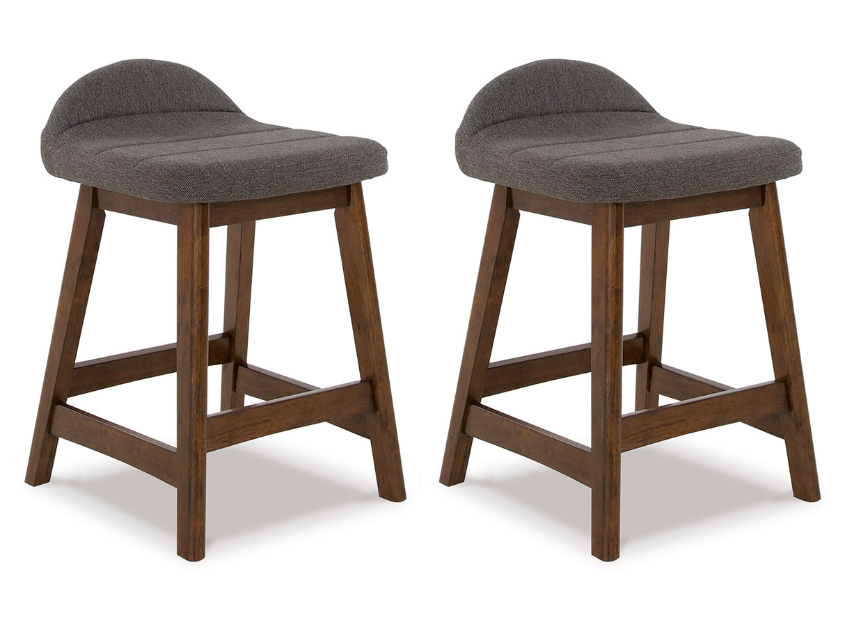 Lyncott Charcoal/Brown Counter Height Bar Stool (Set of 2) - Ornate Home