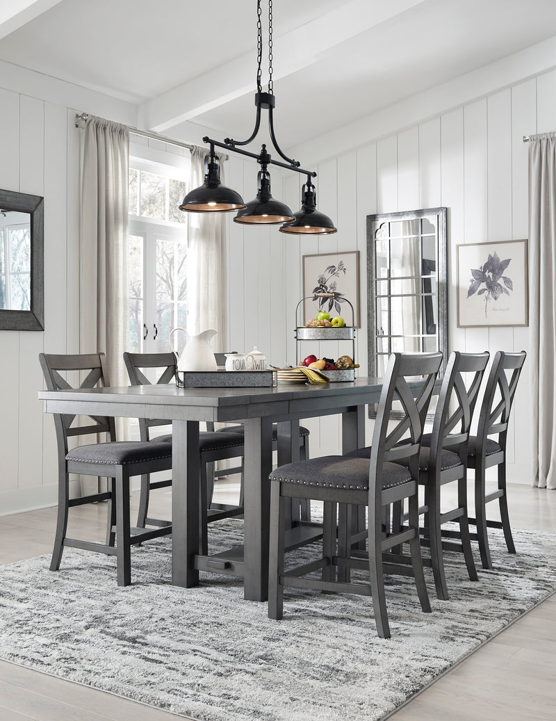 Myshanna Gray Counter Height Dining Room Set / 7pc - Ornate Home