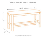 Moriville Beige Counter Height Dining Table and 2 Barstools and Bench - Ornate Home