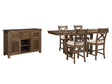 Moriville Grayish Brown Counter Height Dining Table, 4 Barstools and Server - Ornate Home