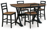 Wildenauer Brown/Black Counter Height Extension Dining Table and 4 Barstools (Online Special Price)