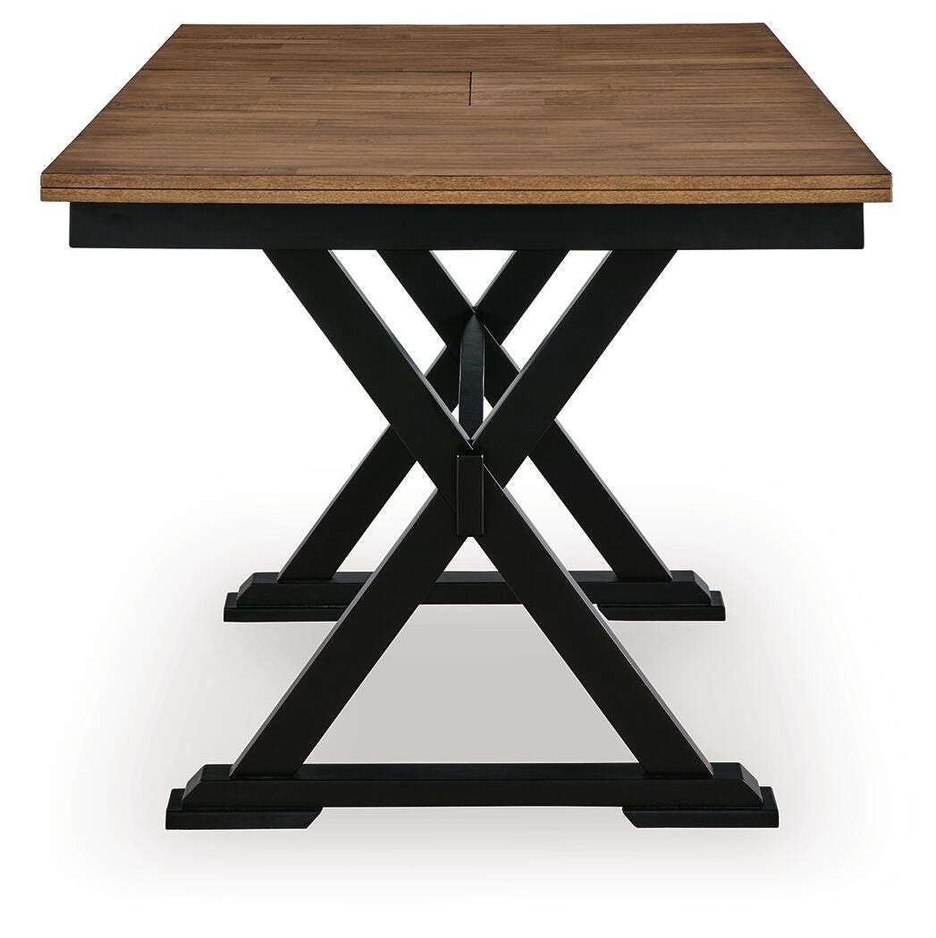 Wildenauer Brown/Black Counter Height Extension Dining Table and 4 Barstools (Online Special Price)