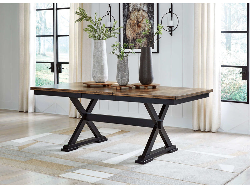 Wildenauer Brown & Black Dining Table w/ Extension - Ornate Home